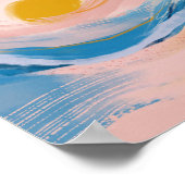 抽象芸術アート海水景色ピンクとブルー ポスター (角)