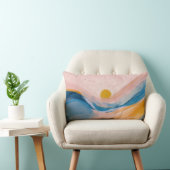 抽象芸術アート海水景色ピンクとブルーP ランバークッション (椅子)