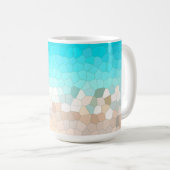 抽象芸術アート淡い色のターコイズベージュコーラルピンク コーヒーマグカップ (正面右)