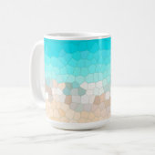 抽象芸術アート淡い色のターコイズベージュコーラルピンク コーヒーマグカップ (正面左)