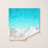 抽象芸術アート淡い色のターコイズベージュコーラルピンク バスタオルセット (ウォッシュタオル)