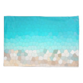 抽象芸術アート淡い色のターコイズベージュコーラルピンク 枕カバー (裏面)