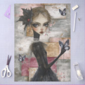 抽象芸術アート混合メディアガールグランジデコパージュ 薄葉紙 (クラフト)