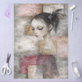 抽象芸術アート混合メディアガールグランジデコパージュ 薄葉紙 (クラフト)