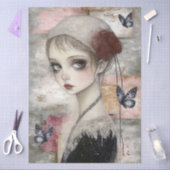 抽象芸術アート混合メディアガールグランジデコパージュ 薄葉紙 (クラフト)