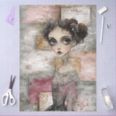 抽象芸術アート混合メディアガールグランジデコパージュ 薄葉紙 (クラフト)