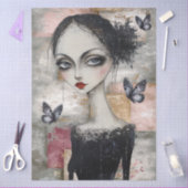 抽象芸術アート混合メディアガールグランジデコパージュ 薄葉紙 (クラフト)