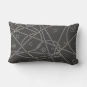 抽象芸術アート炭ホワイトラインサークルミニマリズム ランバークッション (裏面)