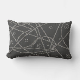 抽象芸術アート炭ホワイトラインサークルミニマリズム ランバークッション