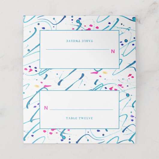 抽象芸術アート熱帯浅波イベント折り プレイスカード (外部開封)