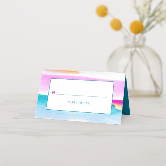 抽象芸術アート熱帯潮線イベント折り プレイスカード (裏面)