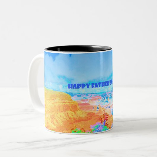 抽象芸術アート父の日のためにパーソナライズされたマグカップ ツートーンマグカップ (正面左)