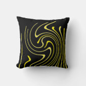 抽象芸術アート白黒イエローラインミニマリズム クッション (正面)