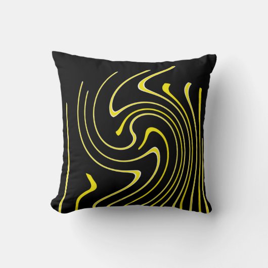 抽象芸術アート白黒イエローラインミニマリズム クッション (正面)