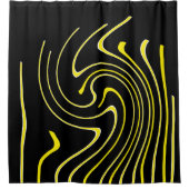 抽象芸術アート白黒イエローラインミニマリズム シャワーカーテン (正面)