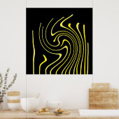 抽象芸術アート白黒イエローラインミニマリズム ポスター (キッチン)