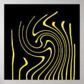 抽象芸術アート白黒イエローラインミニマリズム ポスター (正面)