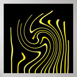 抽象芸術アート白黒イエローラインミニマリズム ポスター