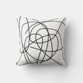 抽象芸術アート白黒スケッチラインミニマリズム クッション
