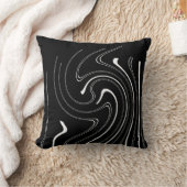 抽象芸術アート白黒ラインツウィールミニマリズム クッション (ブランケット)