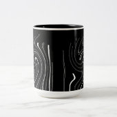 抽象芸術アート白黒ラインツウィールミニマリズム ツートーンマグカップ (中央)