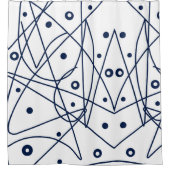 抽象芸術アート白黒ライン円ミニマリズム シャワーカーテン (正面)