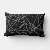 抽象芸術アート白黒ライン円ミニマリズム ランバークッション (正面)