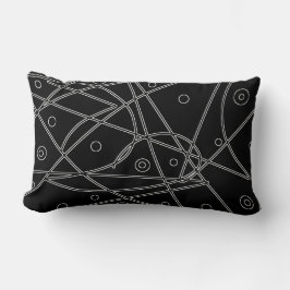 抽象芸術アート白黒ライン円ミニマリズム ランバークッション