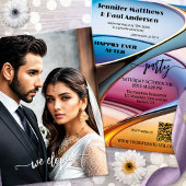 抽象芸術アート結婚が写真の後に楽しく 招待状