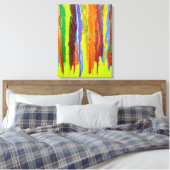 抽象芸術アート絵を描ストライプカラフル キャンバスプリント (インサイチュ (寝室))