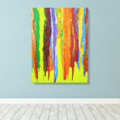 抽象芸術アート絵を描ストライプカラフル キャンバスプリント (インサイチュ (ウッドフロア))
