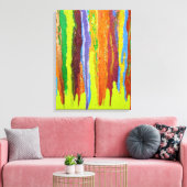 抽象芸術アート絵を描ストライプカラフル キャンバスプリント (インサイチュ (リビング))