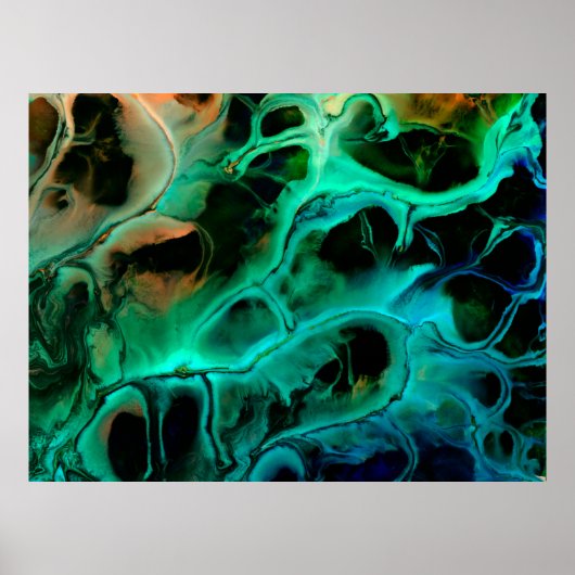 抽象芸術アート絵画スミレとパイの明るいネオン ポスター (正面)