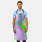 抽象芸術アート背景手描きアクリル絵 エプロン (着用した状態)