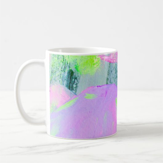 抽象芸術アート背景手描きアクリル絵 コーヒーマグカップ (左)