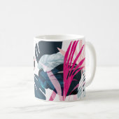 抽象芸術アート葉熱帯の背景壁紙 コーヒーマグカップ (正面右)