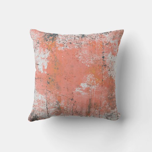 抽象芸術アート装飾用クッションサーモンピンクコーラルグレー クッション (裏面)