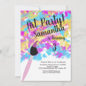 抽象芸術アート誕生日パーティーのスプラッシュ 招待状 (正面)