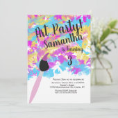 抽象芸術アート誕生日パーティーのスプラッシュ 招待状 (スタンド正面)