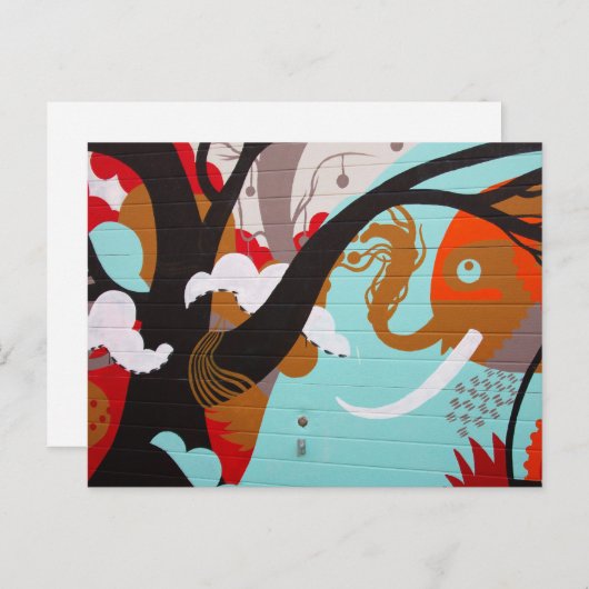 抽象芸術アート象と木 ポストカード (正面/裏面)