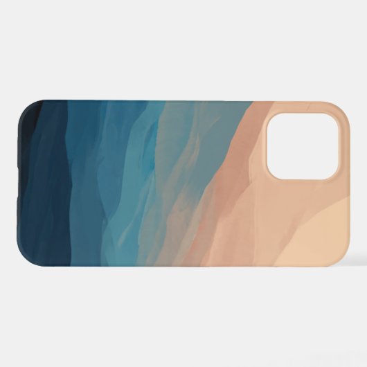 抽象芸術アート赤面ピンクとブルーウォーター色 iPhoneケース (裏面横)