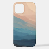 抽象芸術アート赤面ピンクとブルーウォーター色 iPhoneケース (裏面)