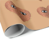 抽象芸術アート金ゴールドグリッターハート顔 ラッピングペーパー (ロールコーナー)