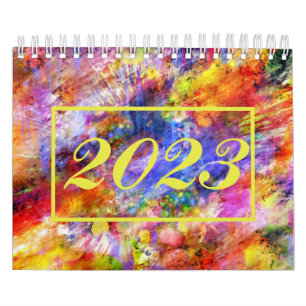 抽象芸術アート金ゴールドレッドブルーカッコいい2023 カレンダー