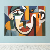 抽象芸術アート顔 キャンバスプリント (インサイチュ (ウッドフロア))