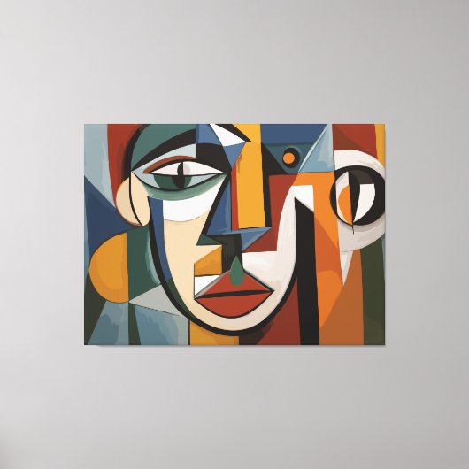 抽象芸術アート顔 キャンバスプリント (正面)