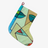 抽象芸術アート顔 ラージクリスマスストッキング (正面 (吊り時))