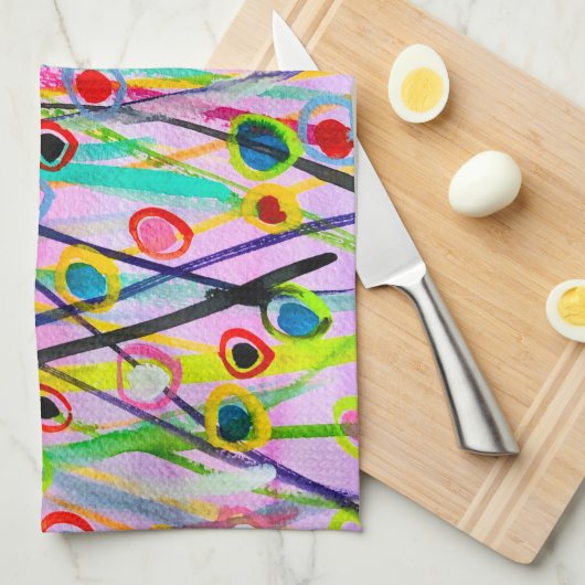 抽象芸術アート風景カラフル水彩 キッチンタオル (四つ折り)
