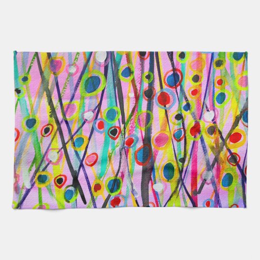 抽象芸術アート風景カラフル水彩 キッチンタオル (横)