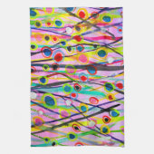 抽象芸術アート風景カラフル水彩 キッチンタオル (縦)